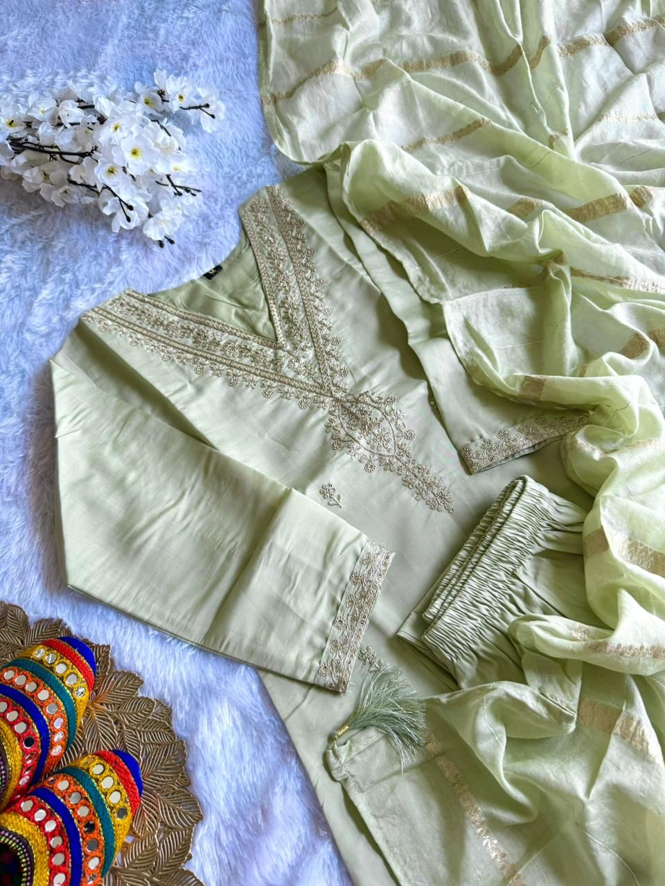 Kayatri New Designer Roman Silk Kurti Pant Dupatta Set with Embroidery Sequence Work