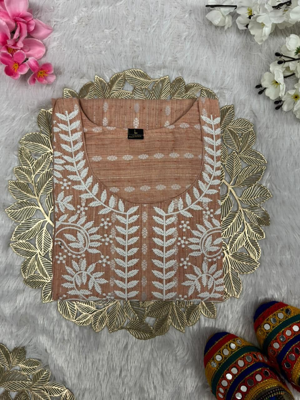 Kayatri New Elegant Khadi Cotton Butti Kurti with Floral Embroidery