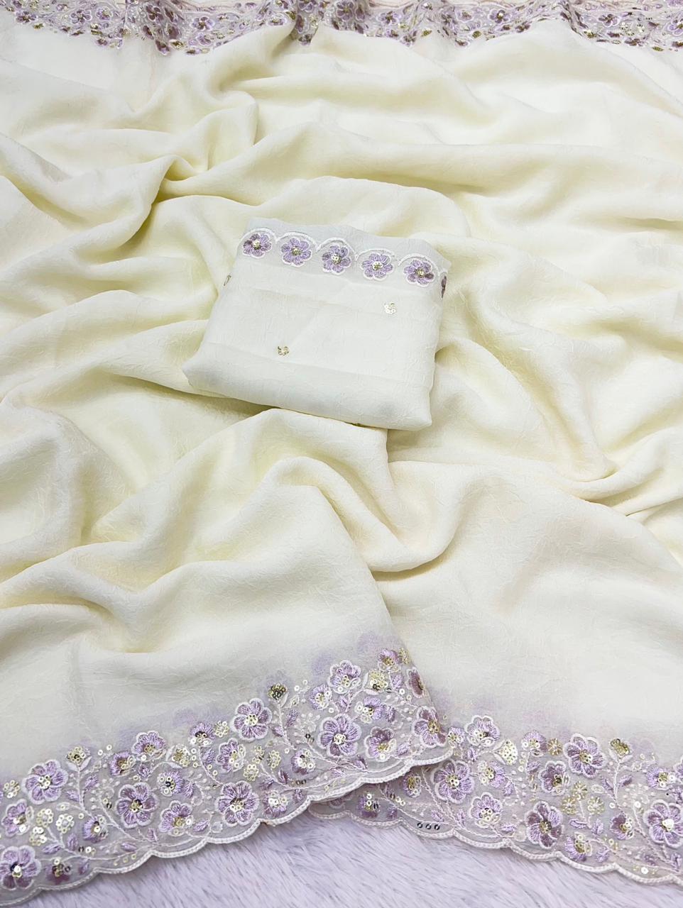 Kayati New Designer Crush Silk Saree with Fancy Sequin  Embroidered Blouse