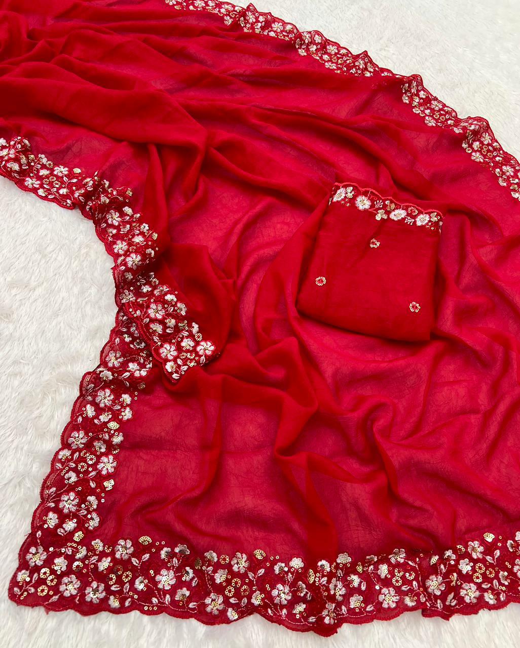 Kayati New Designer Crush Silk Saree with Fancy Sequin  Embroidered Blouse