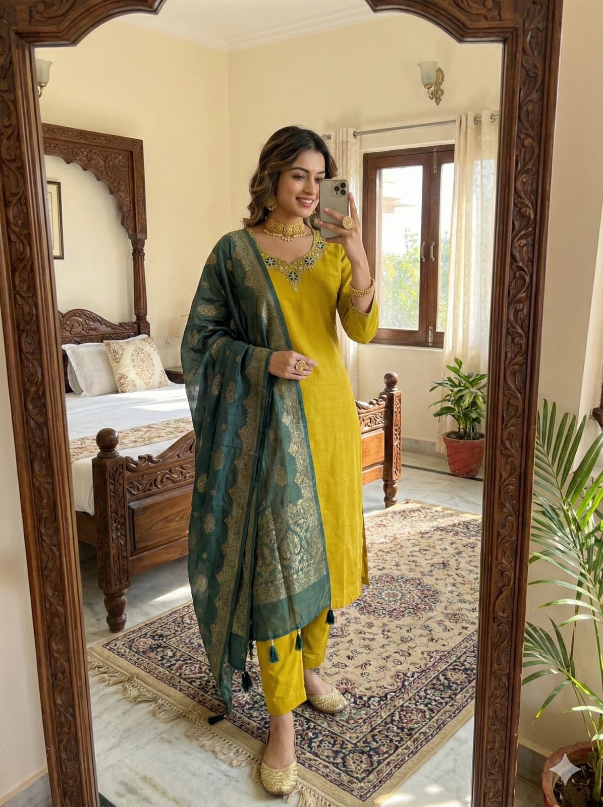 Kayatri New Stylish Roman Silk Kurti Set with Premium Muslin Jacquard Dupatta