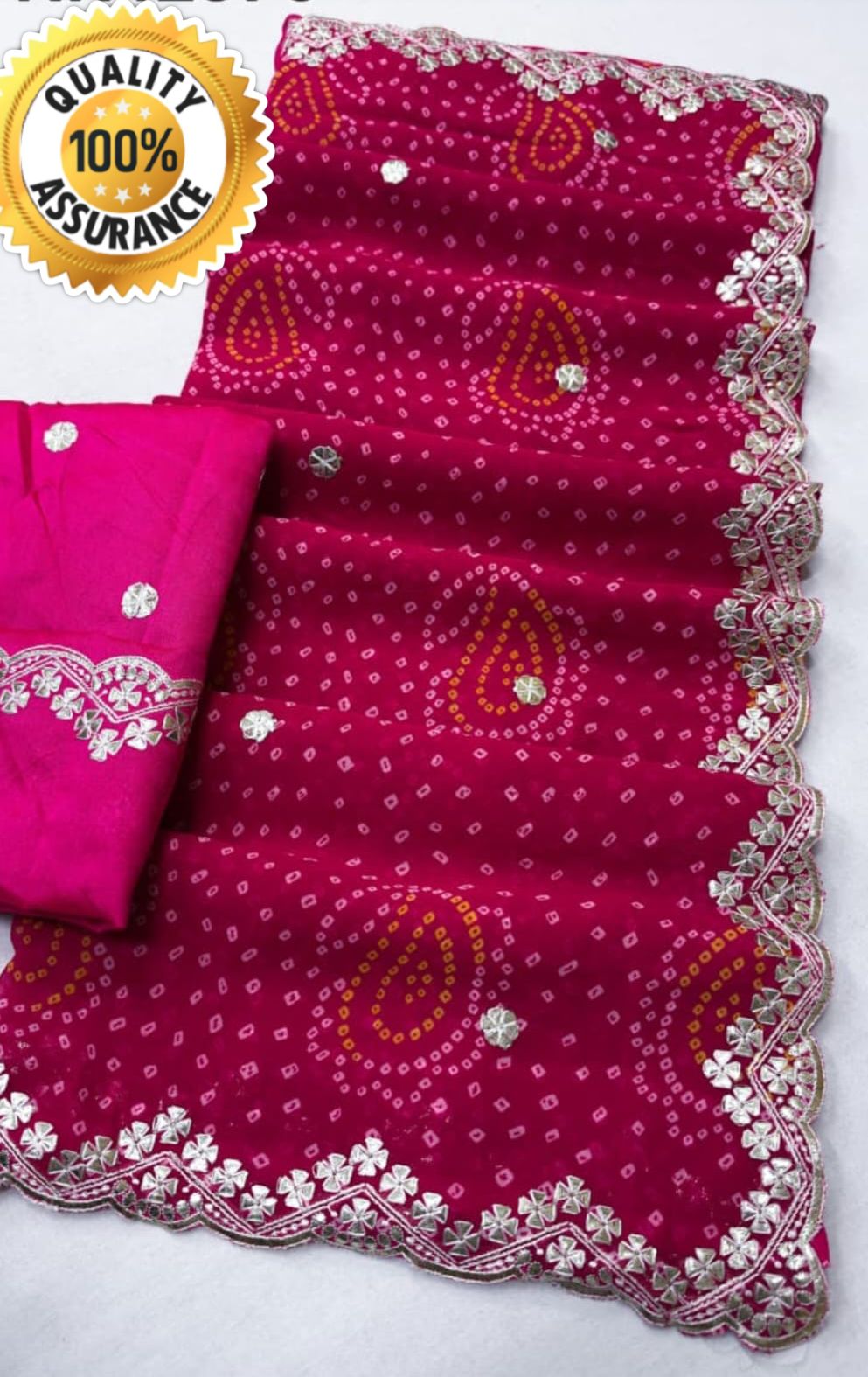 Kayaatri New Ethnic Bandhani Georgette Saree with Rich Handwork Detailing