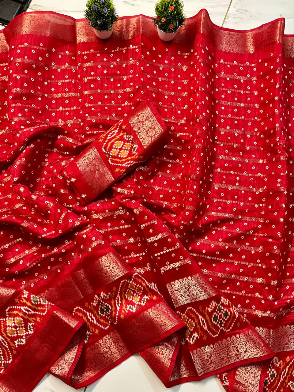 Kayatri New Bandhej Special Cotton Silk Saree with Zari Weaving Border
