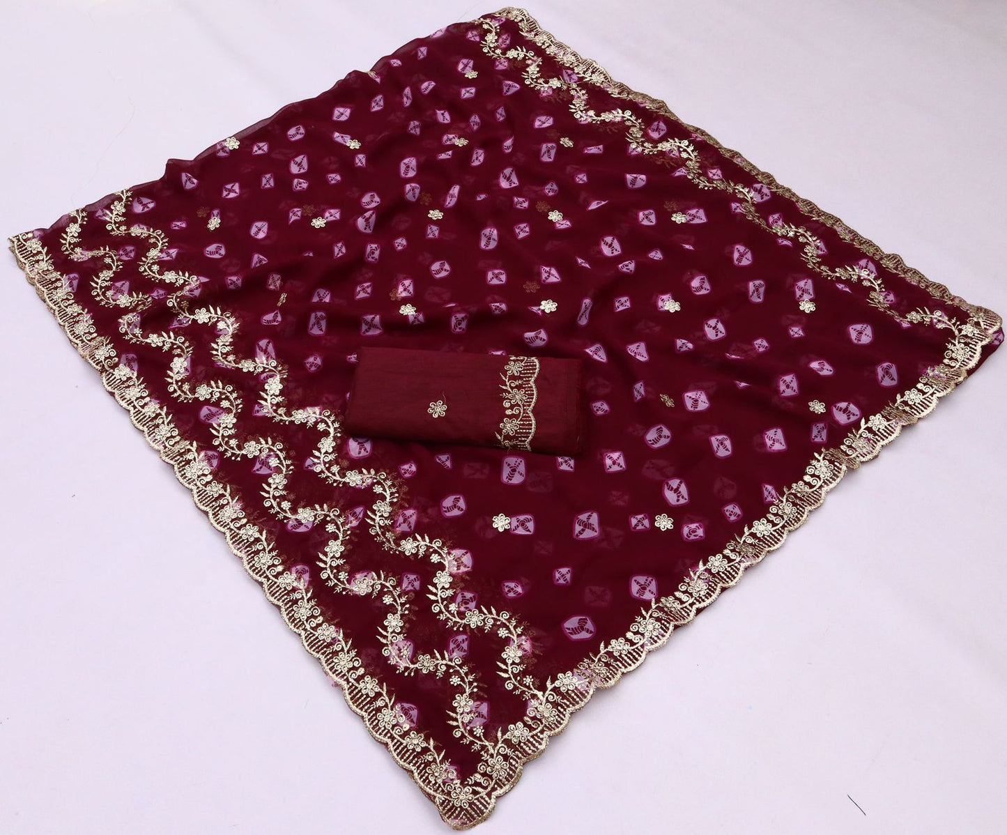 Kayatri New Royal Women Choice Bandhani Print Georgette Saree with Zari Highlights