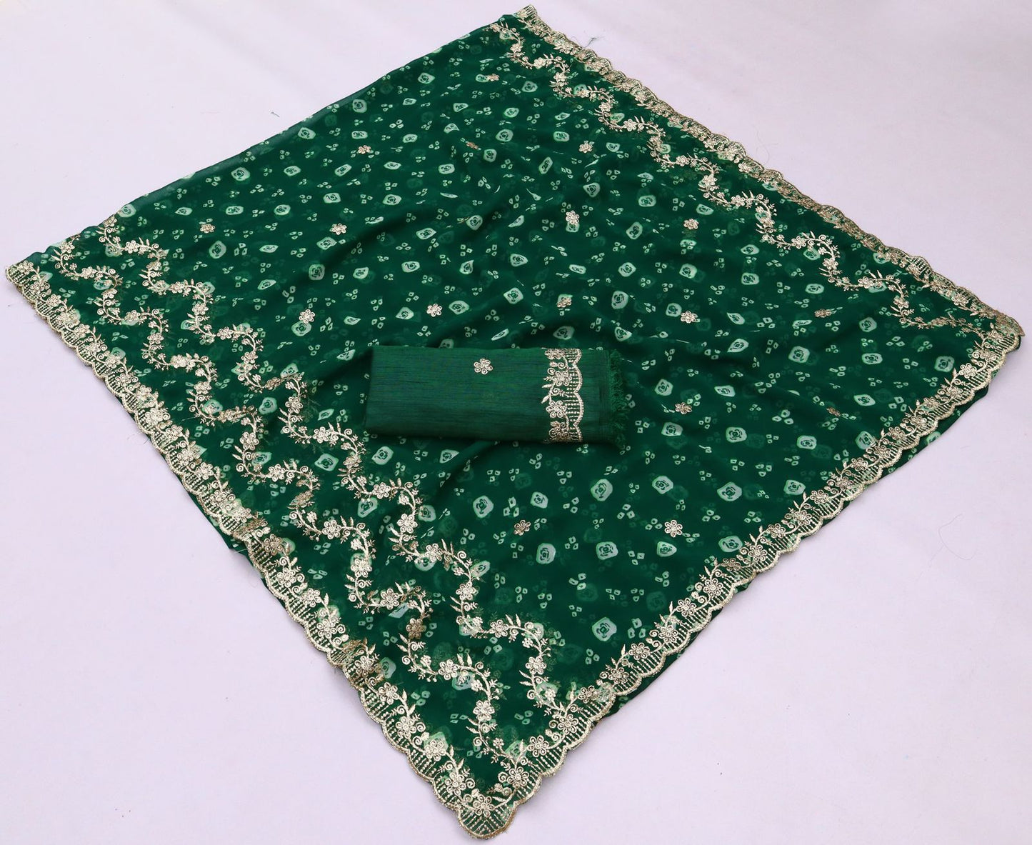 Kayatri New Royal Women Choice Bandhani Print Georgette Saree with Zari Highlights