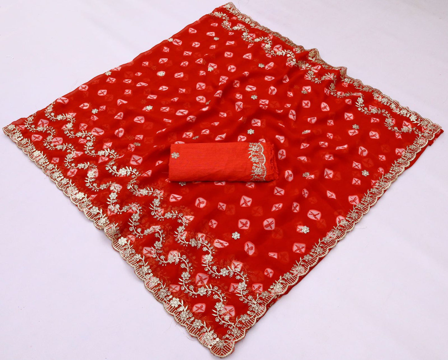 Kayatri New Royal Women Choice Bandhani Print Georgette Saree with Zari Highlights