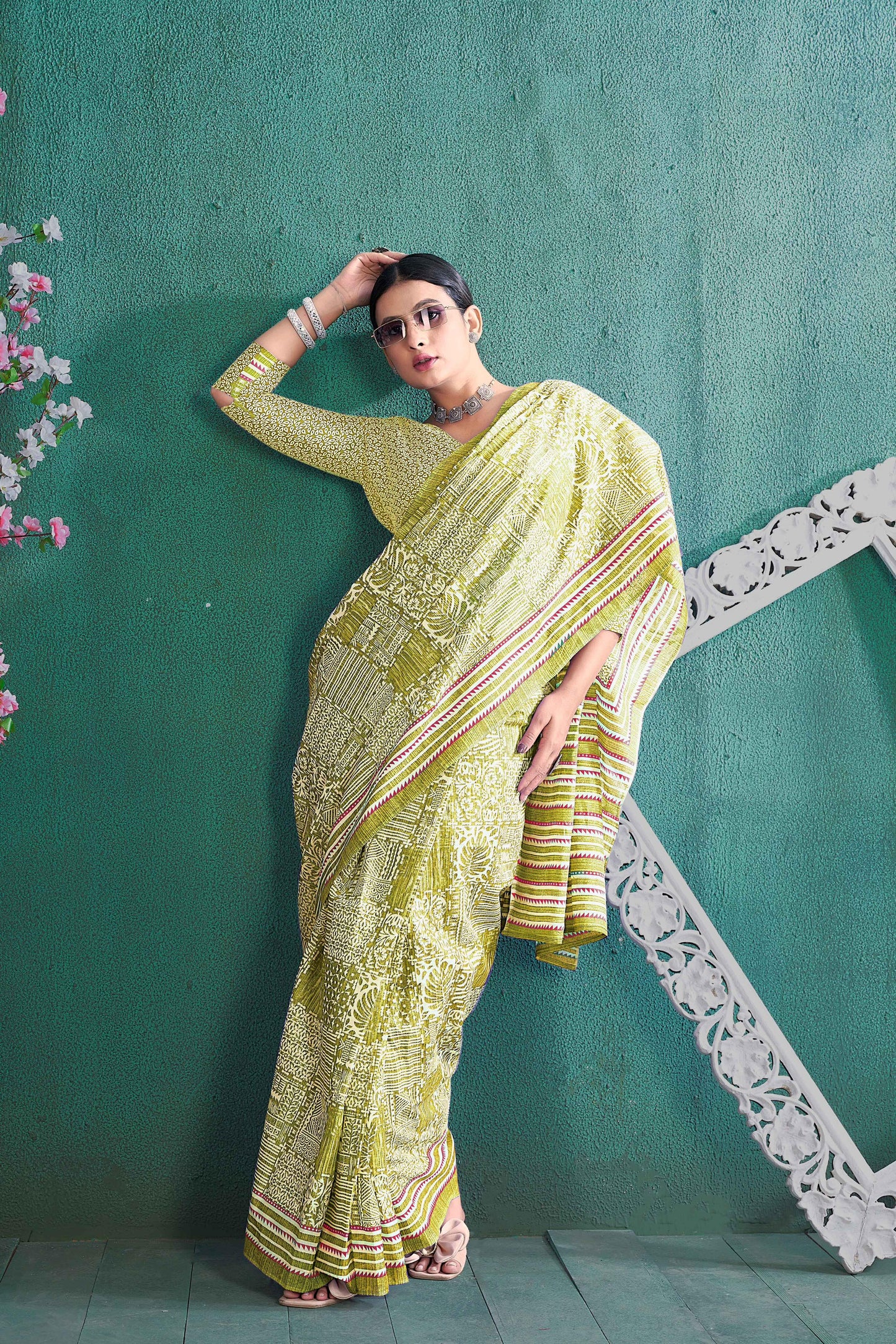 Kayatri New Elegant Bagru Print Pure Cotton Saree for Everyday Wear