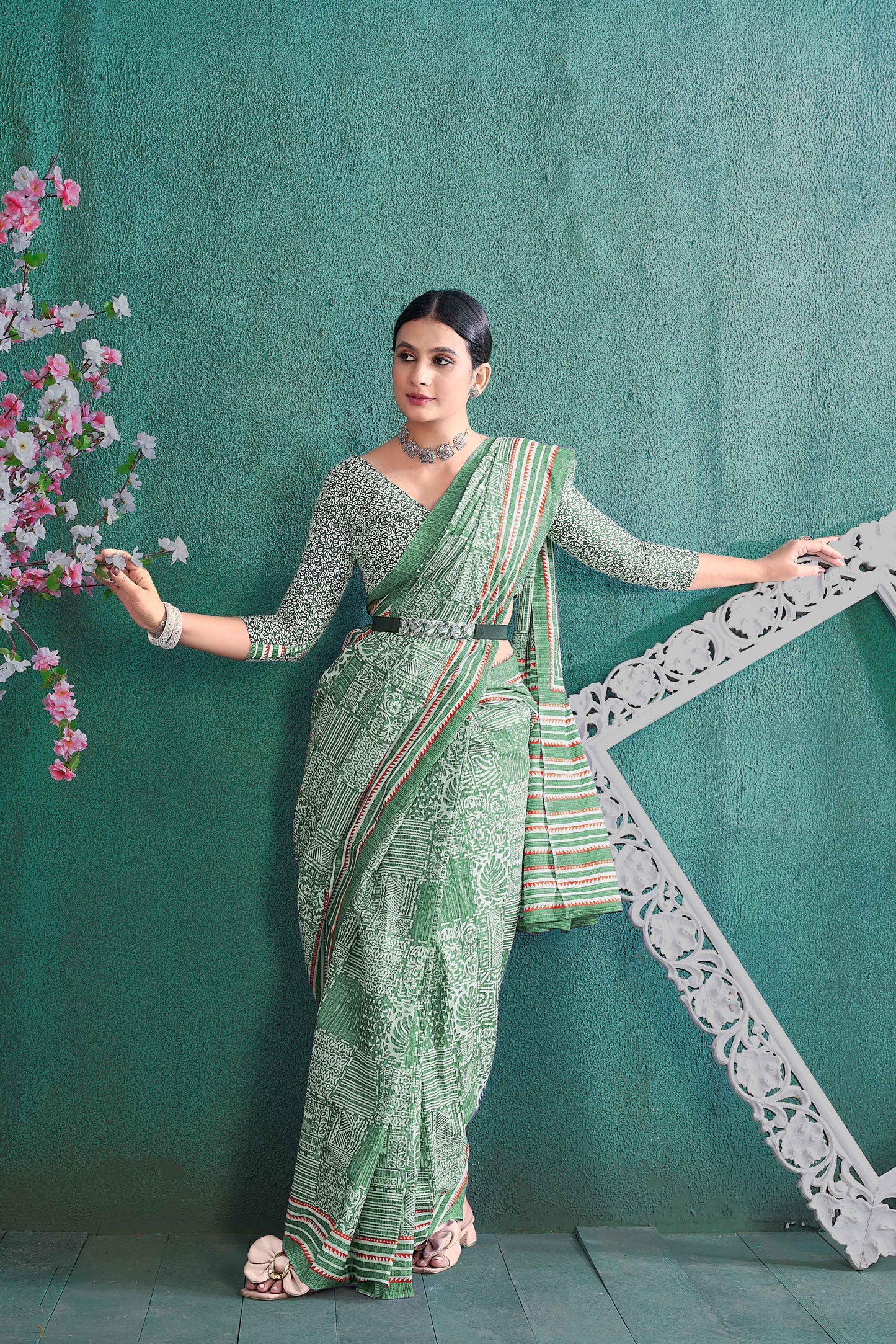 Kayatri New Elegant Bagru Print Pure Cotton Saree for Everyday Wear