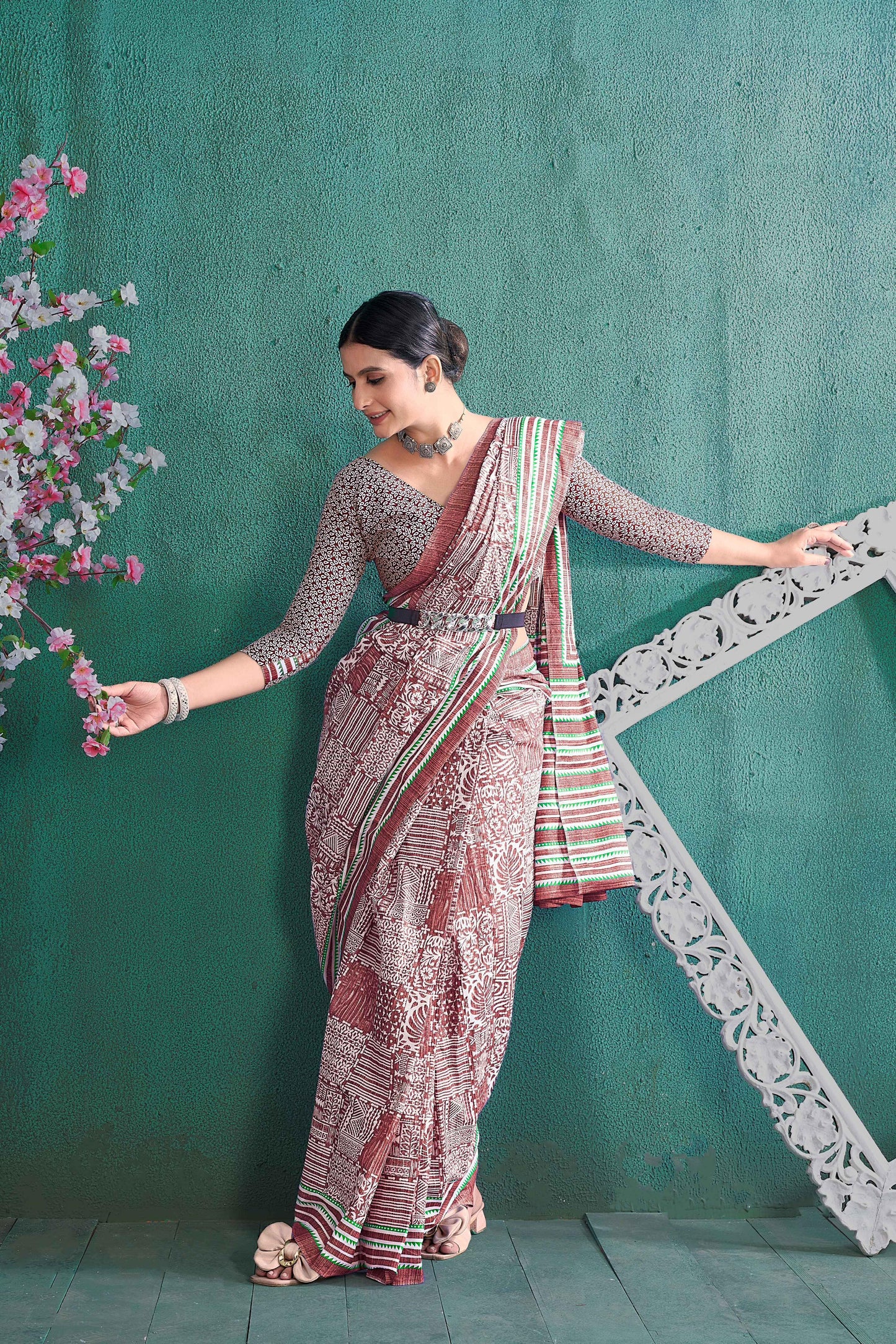 Kayatri New Elegant Bagru Print Pure Cotton Saree for Everyday Wear