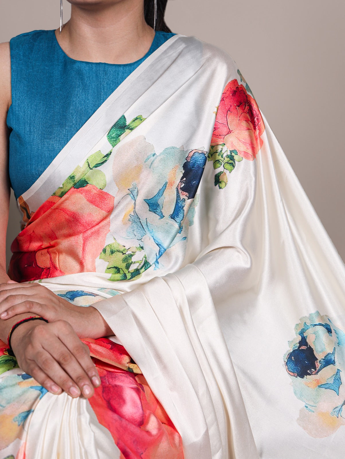 Kayatri New Graceful Satin Silk Saree with All-Over Floral Motifs
