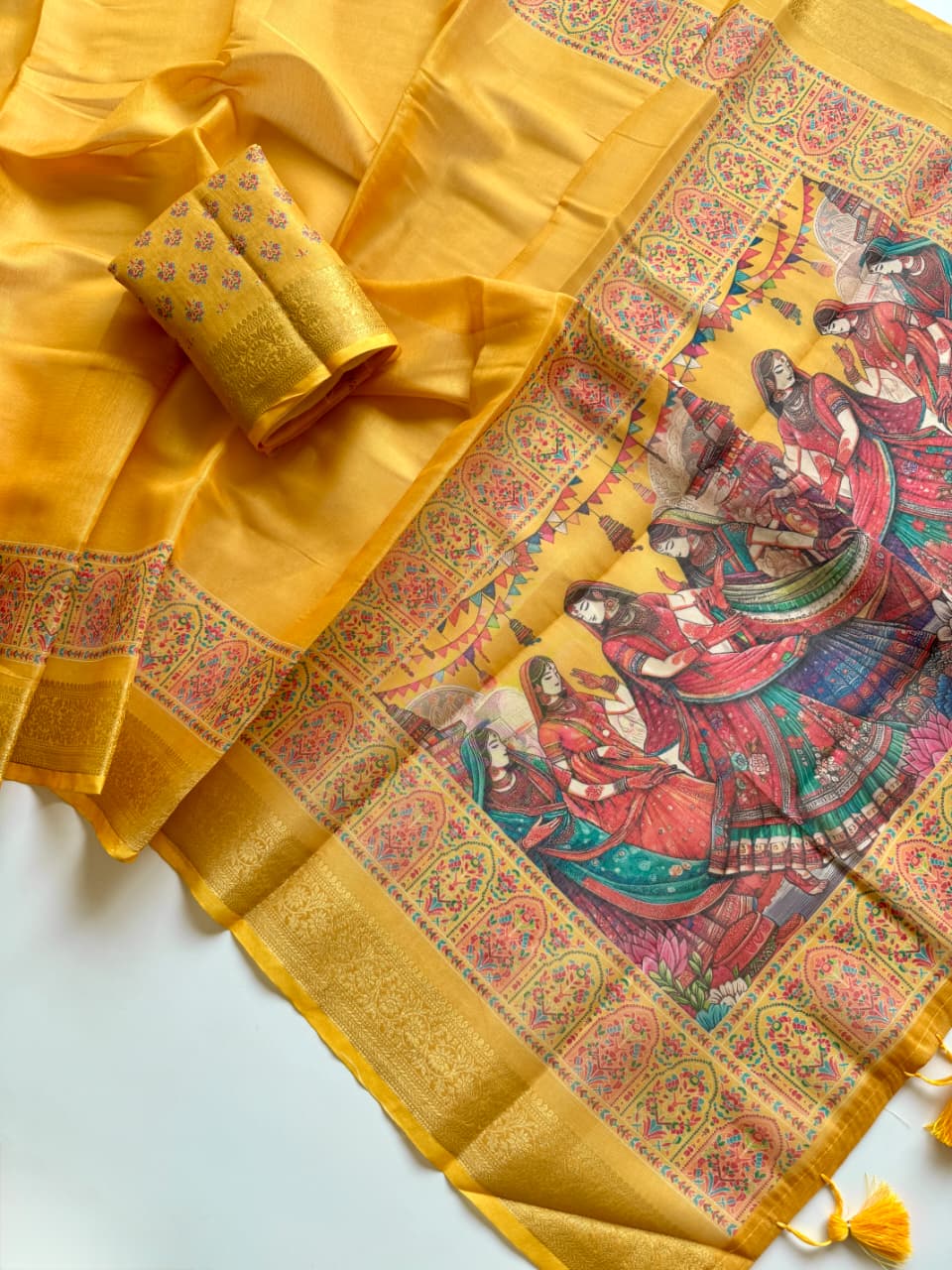 Kayatri New Pure Tissue Erode Silk Saree with Full Jari Jacquard Weave Kalamkari Digital Print