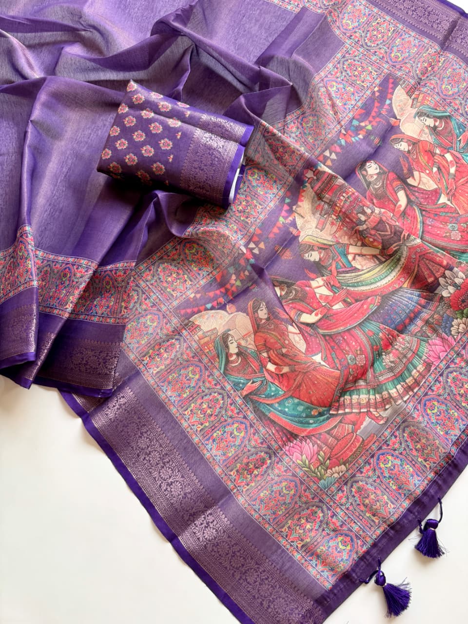 Kayatri New Pure Tissue Erode Silk Saree with Full Jari Jacquard Weave Kalamkari Digital Print