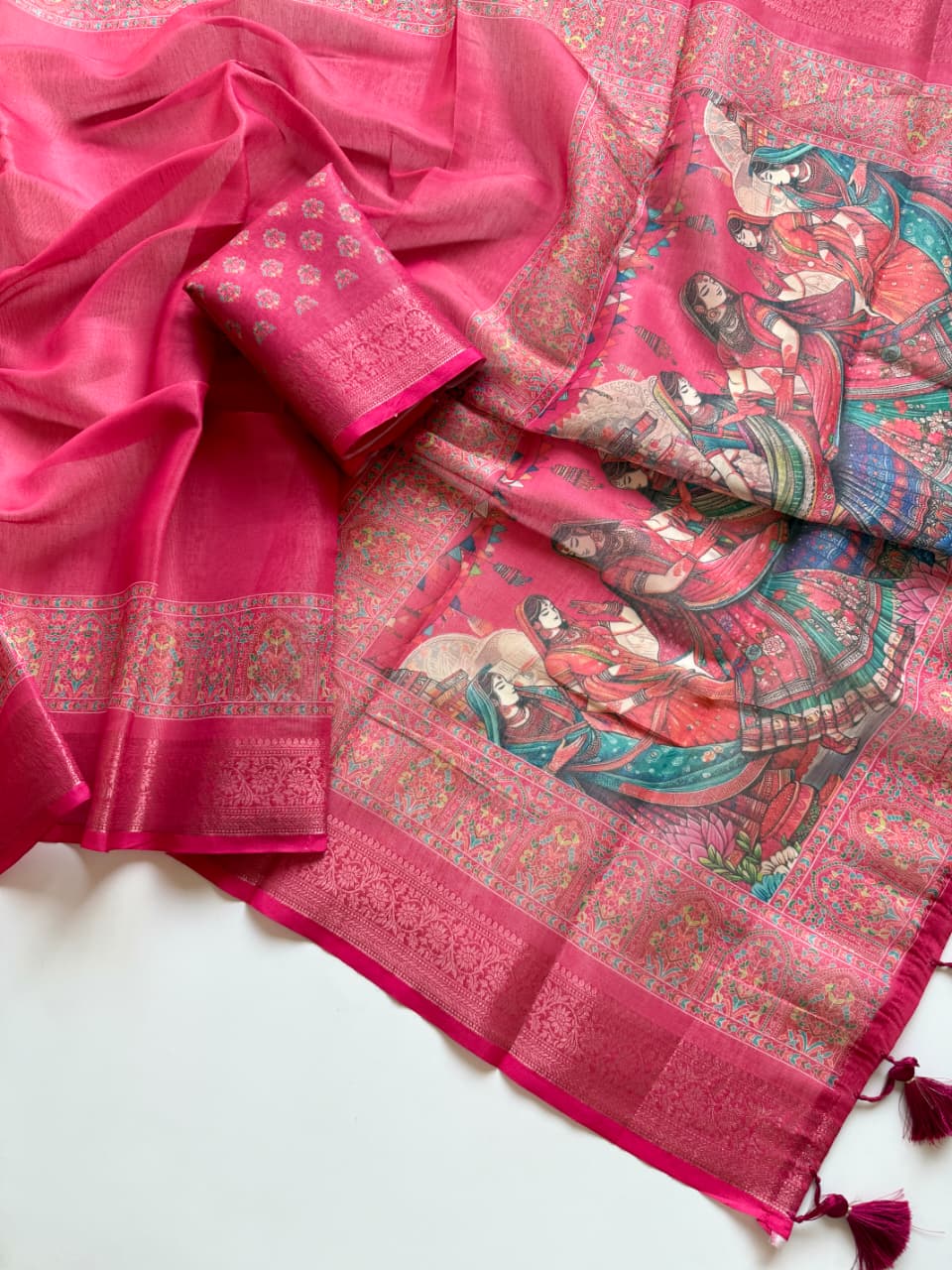 Kayatri New Pure Tissue Erode Silk Saree with Full Jari Jacquard Weave Kalamkari Digital Print