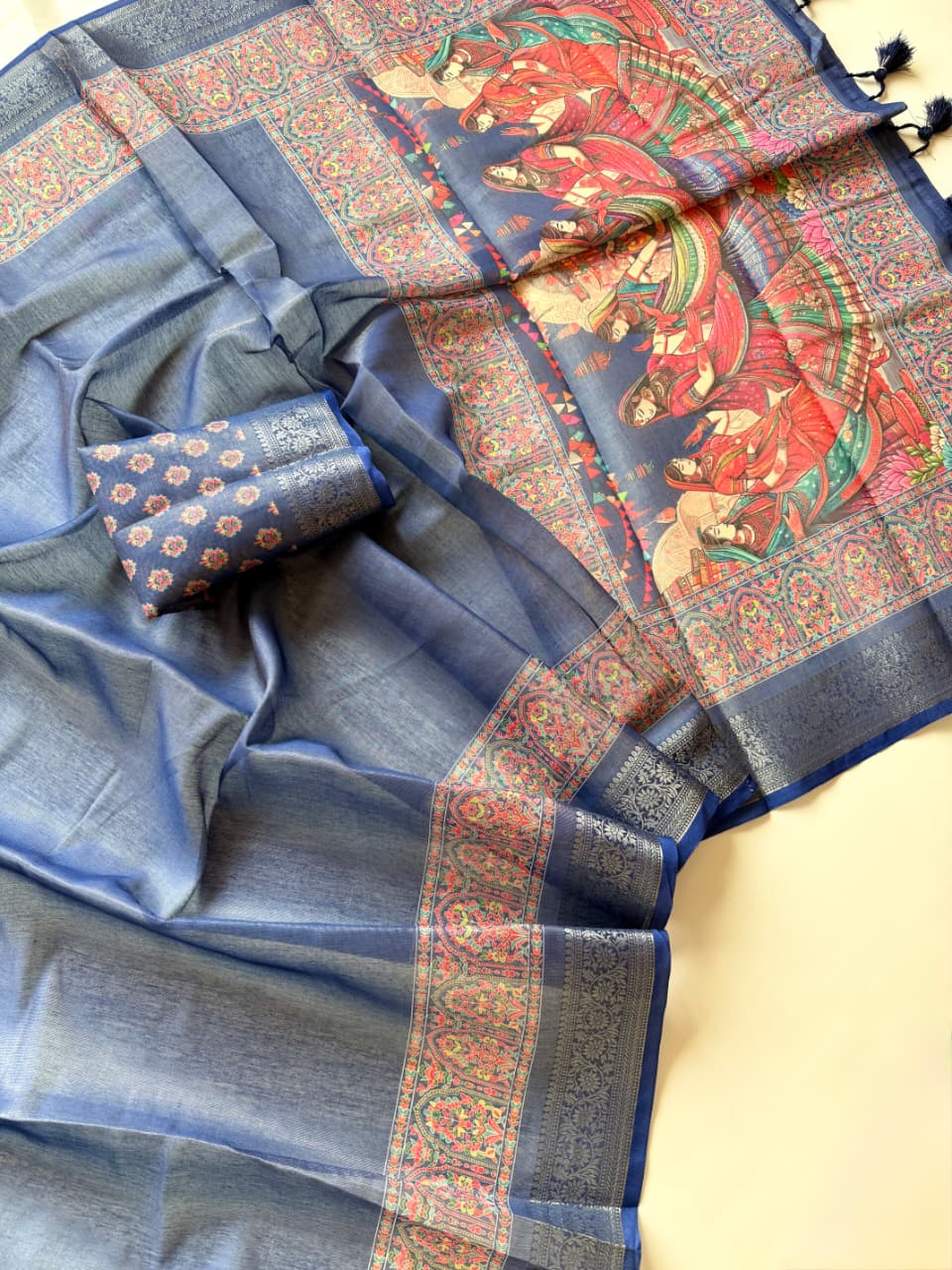 Kayatri New Pure Tissue Erode Silk Saree with Full Jari Jacquard Weave Kalamkari Digital Print