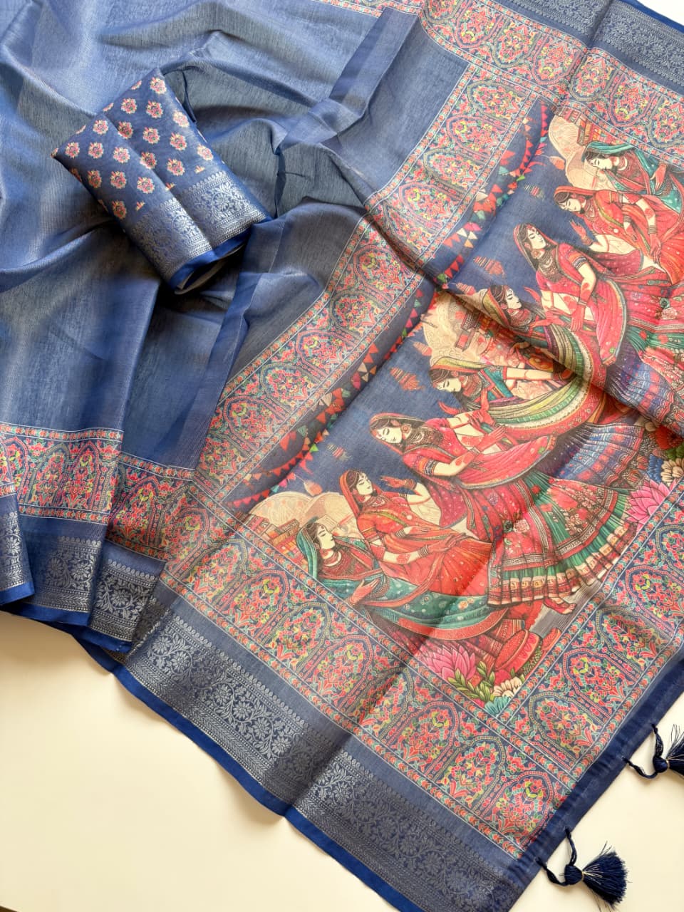 Kayatri New Pure Tissue Erode Silk Saree with Full Jari Jacquard Weave Kalamkari Digital Print