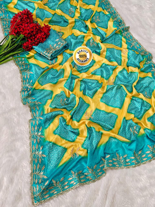 Kayatri New Exclusive Shiny Silk Saree with Zari Work Border