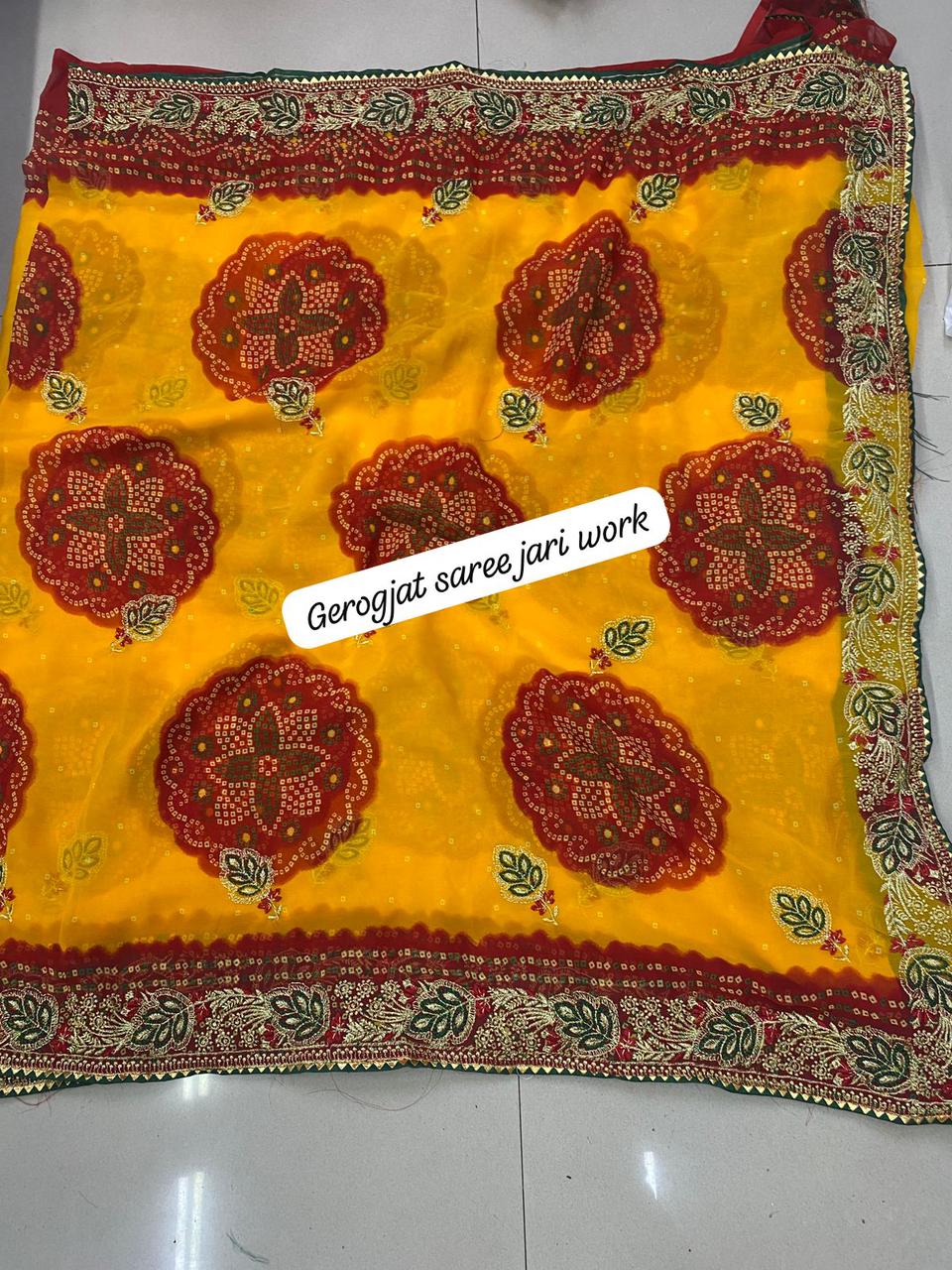 Kayatri New Traditional Yet Stylish Bandhani Jari Work Saree with Banglori Blouse