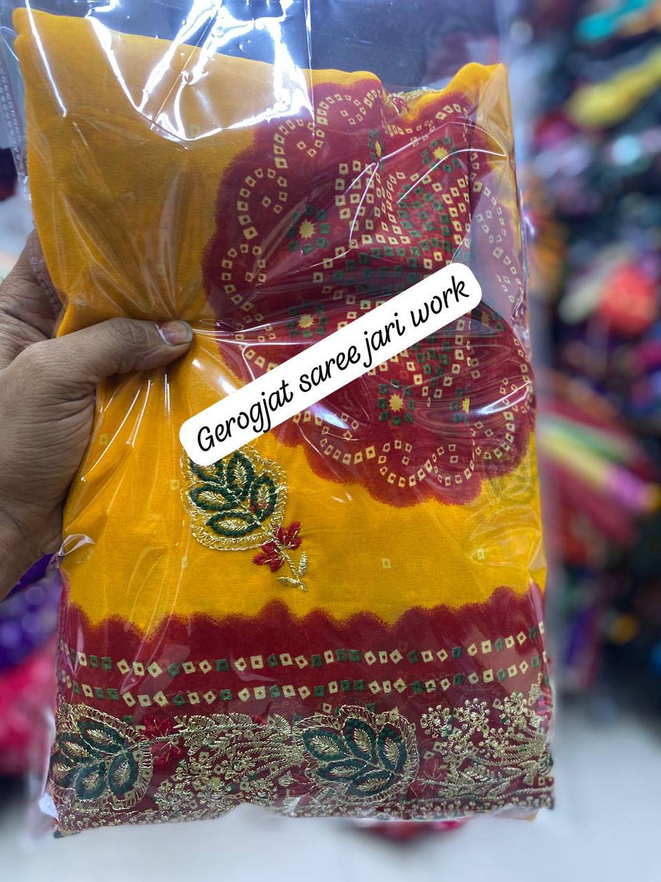 Kayatri New Traditional Yet Stylish Bandhani Jari Work Saree with Banglori Blouse