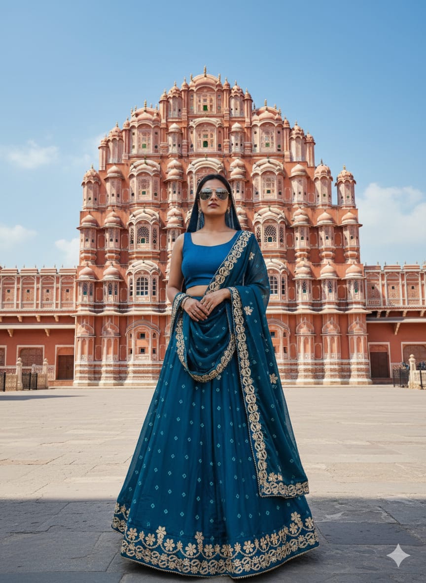 Kayatri New Royal Pure Chinon Lehenga with Jaipuri Hand Bhundaj Work All Over