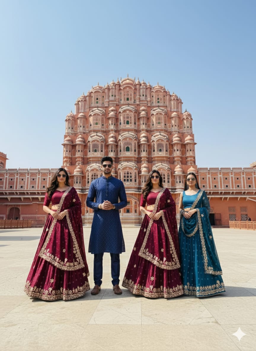 Kayatri New Royal Pure Chinon Lehenga with Jaipuri Hand Bhundaj Work All Over