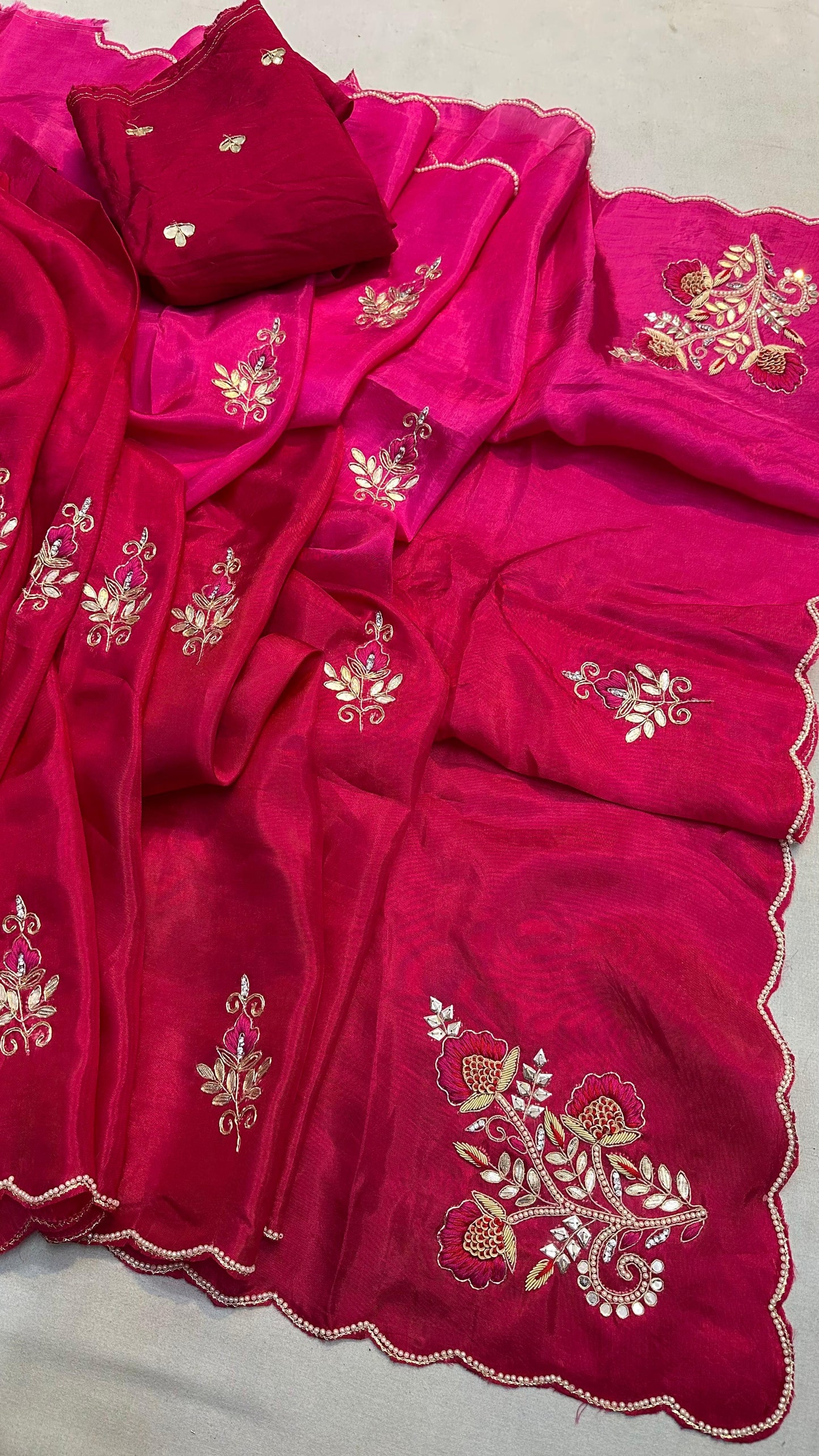 Kayatri New Premium Pure Upada Silk Saree Highlighted with Fine Hand Work