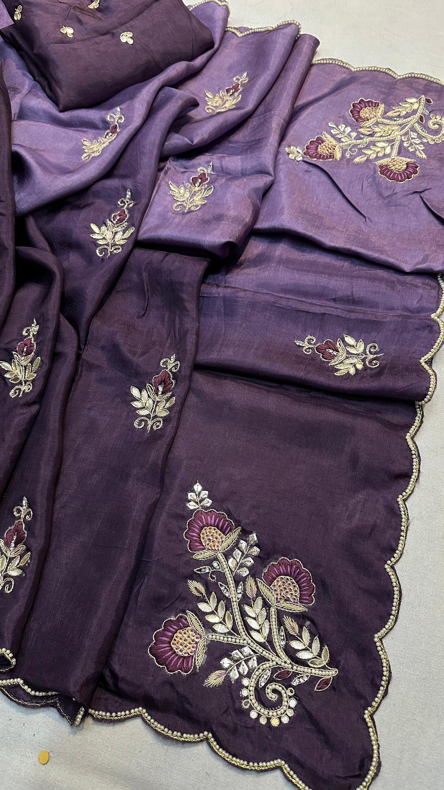 Kayatri New Premium Pure Upada Silk Saree Highlighted with Fine Hand Work