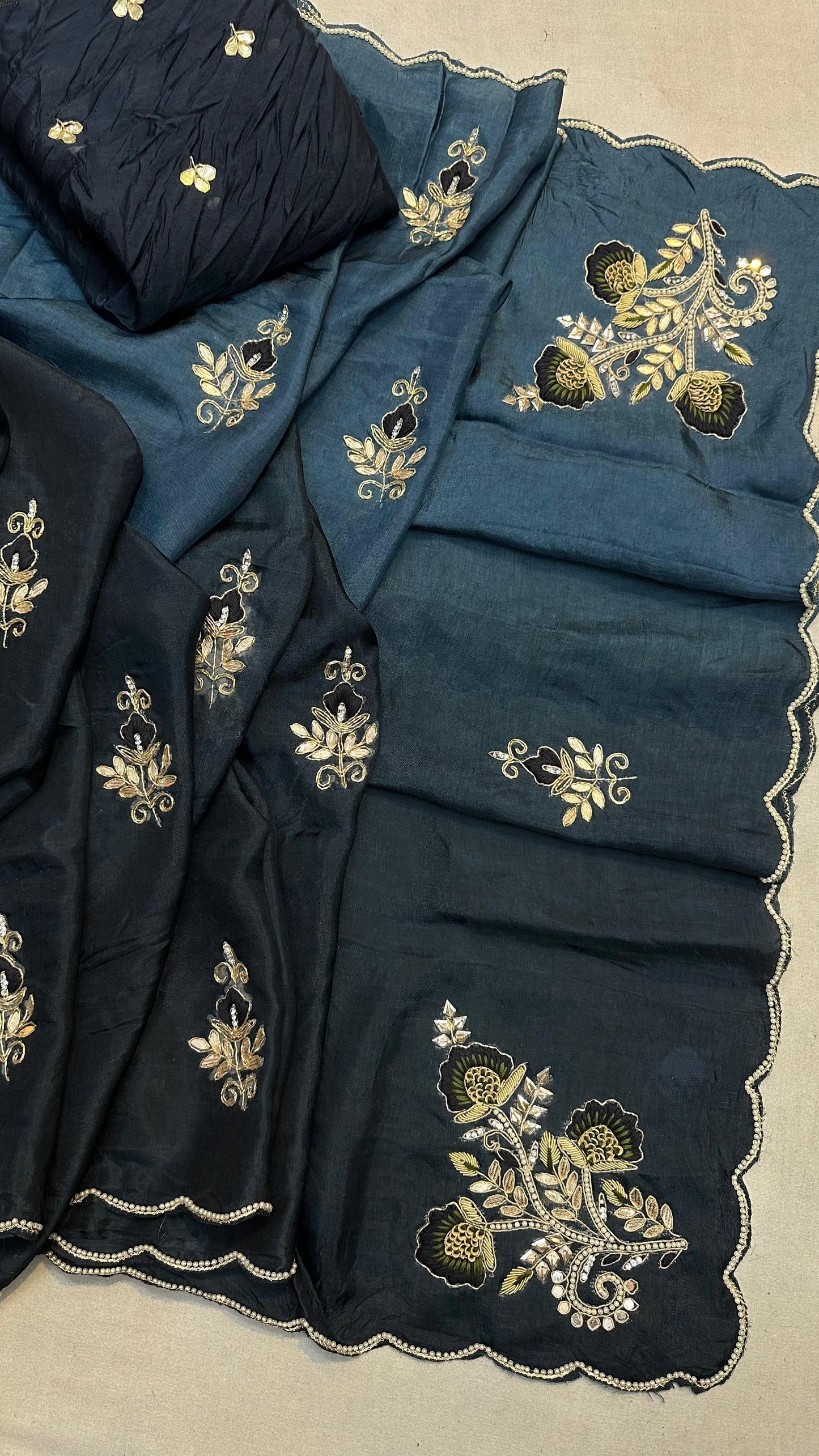 Kayatri New Premium Pure Upada Silk Saree Highlighted with Fine Hand Work