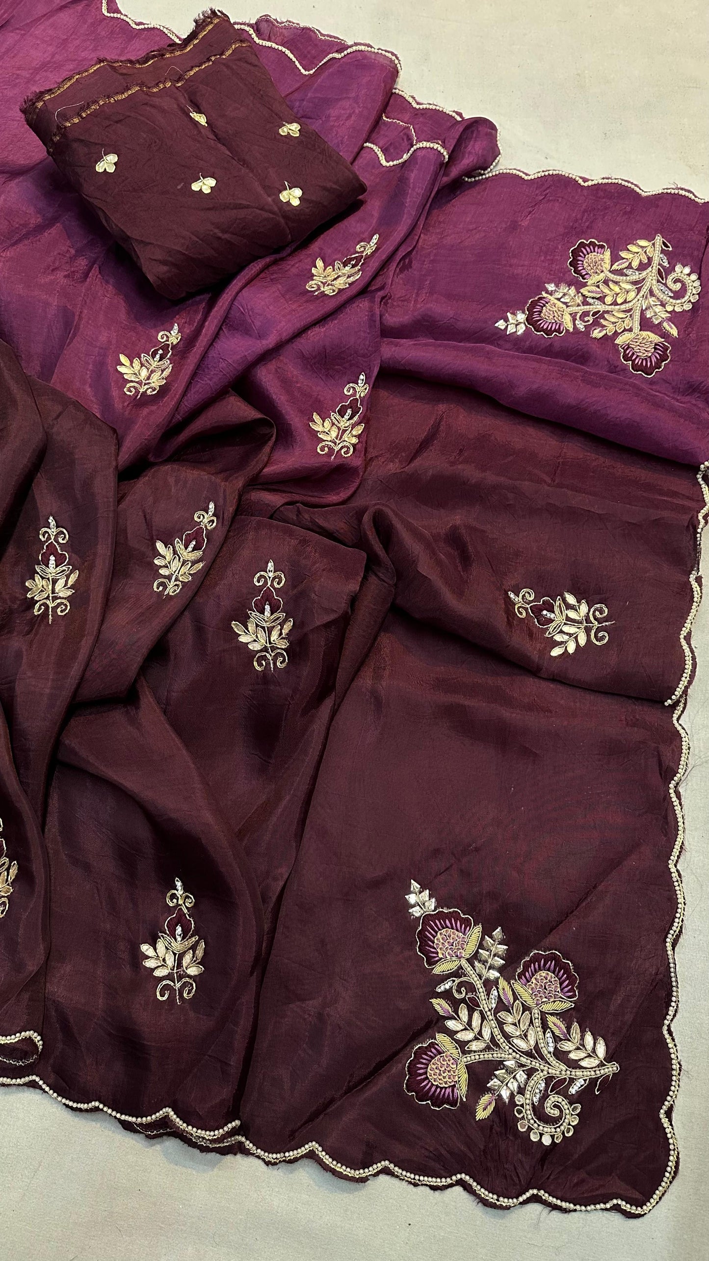 Kayatri New Premium Pure Upada Silk Saree Highlighted with Fine Hand Work