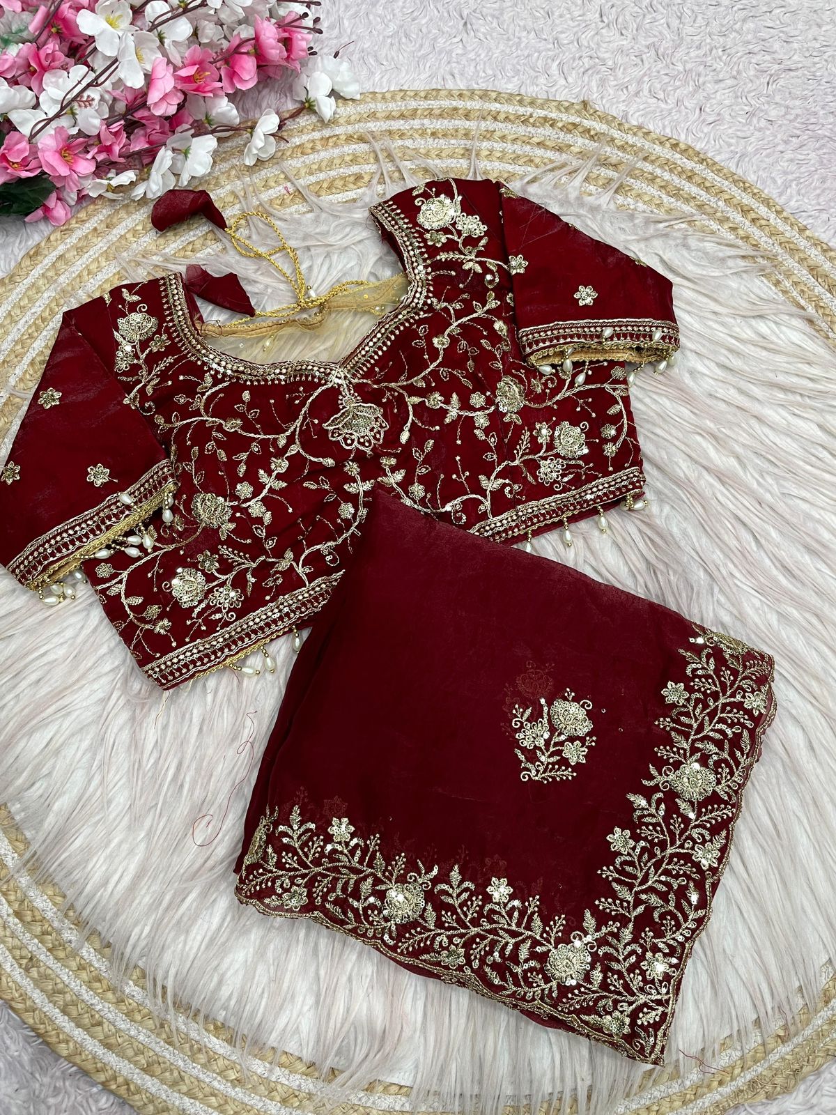 Kayatri New Stylish Fendy Satin Saree with Sequence C-Pallu Body Butti Design