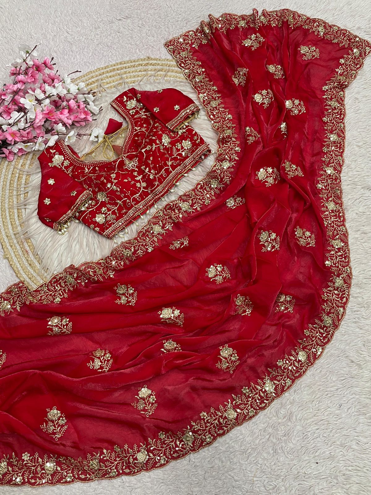 Kayatri New Stylish Fendy Satin Saree with Sequence C-Pallu Body Butti Design