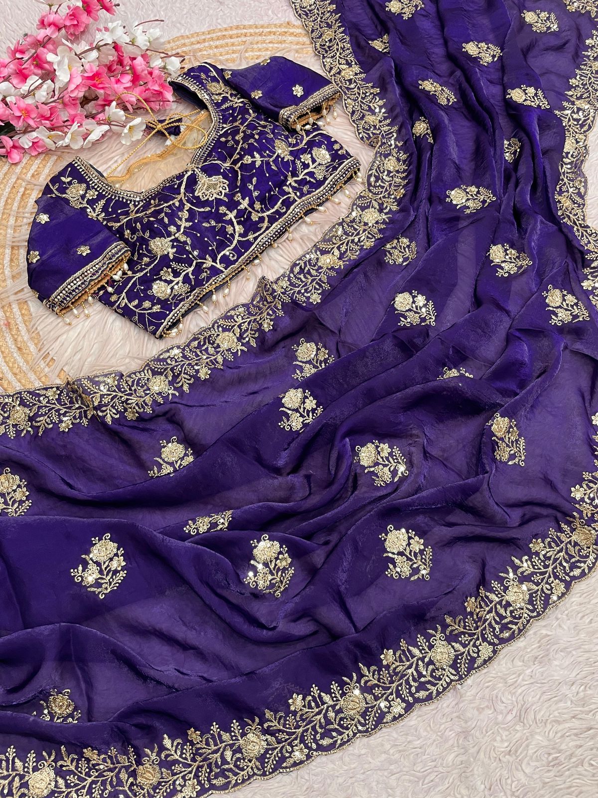 Kayatri New Stylish Fendy Satin Saree with Sequence C-Pallu Body Butti Design