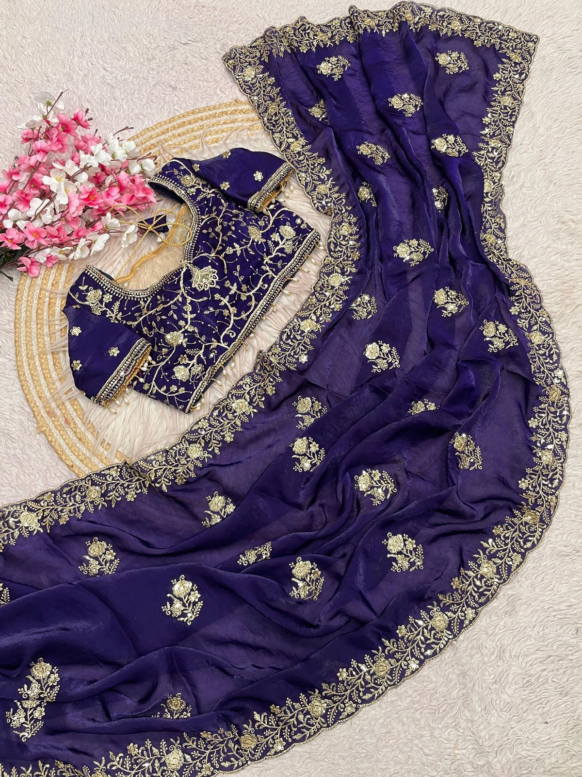 Kayatri New Stylish Fendy Satin Saree with Sequence C-Pallu Body Butti Design