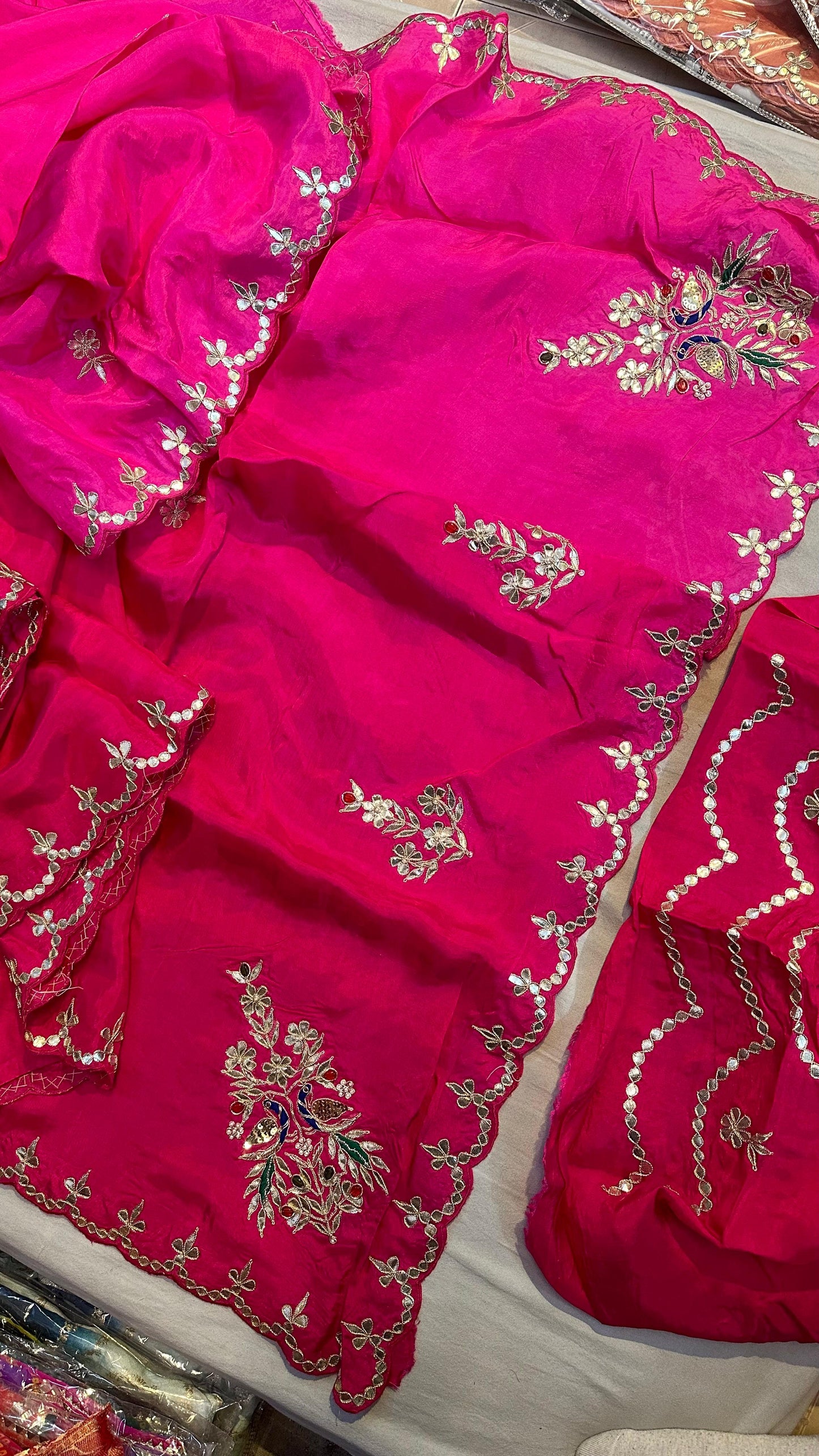 Kayatri New Designer Upada Silk Saree with Traditional Hand Gotta Patti Peacock Motif