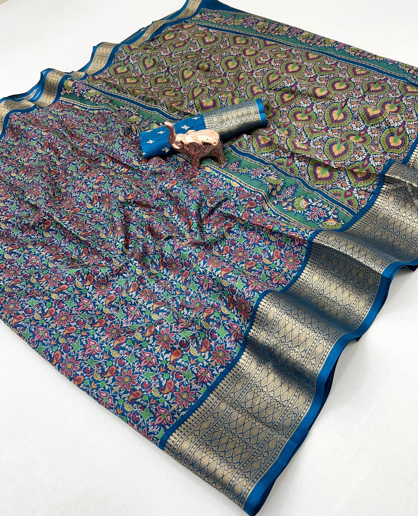 Kayatri New Elegant Kashmiri Printed Dolla Silk Saree with Zari Border Printed Pallu