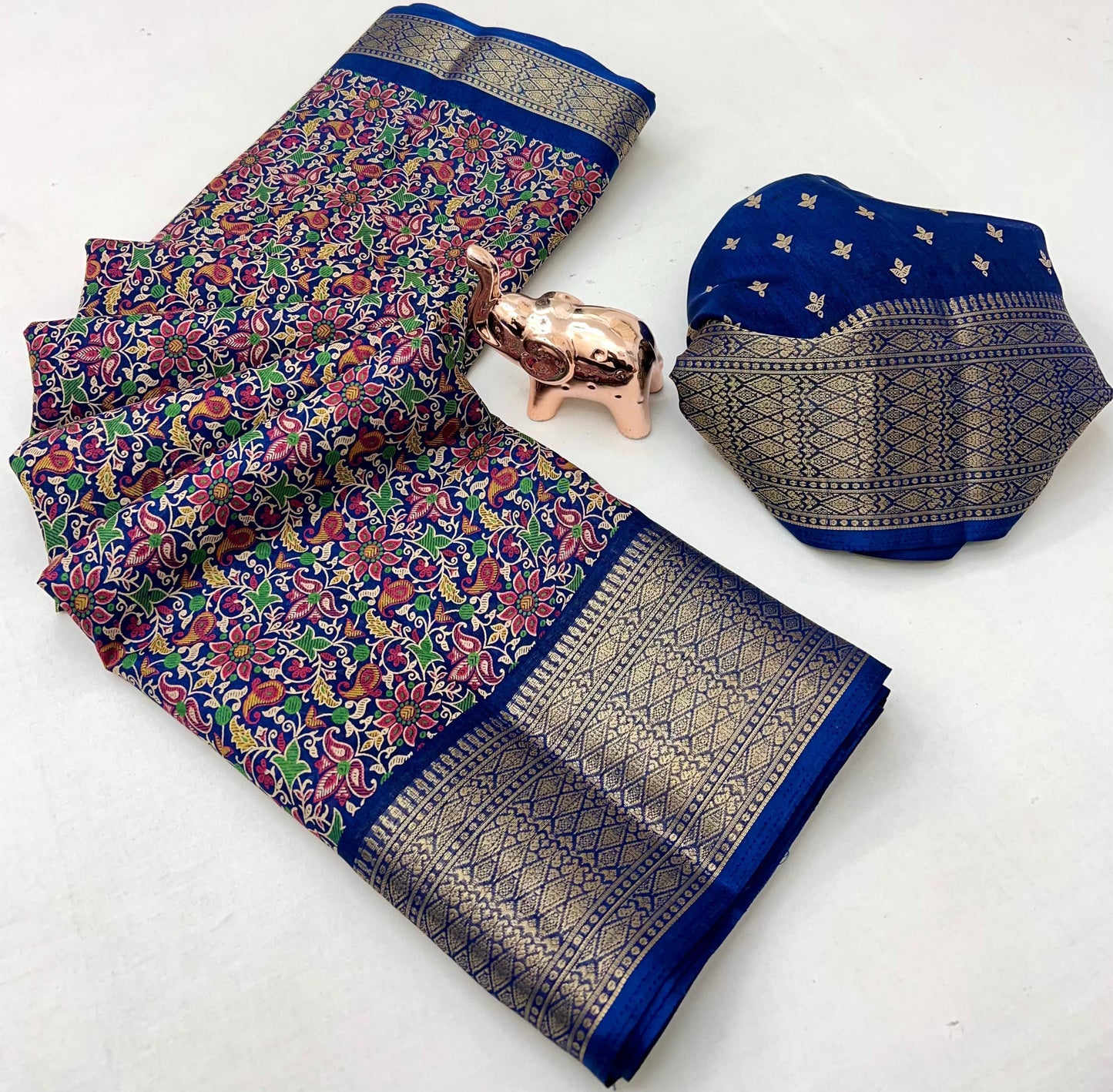 Kayatri New Elegant Kashmiri Printed Dolla Silk Saree with Zari Border Printed Pallu