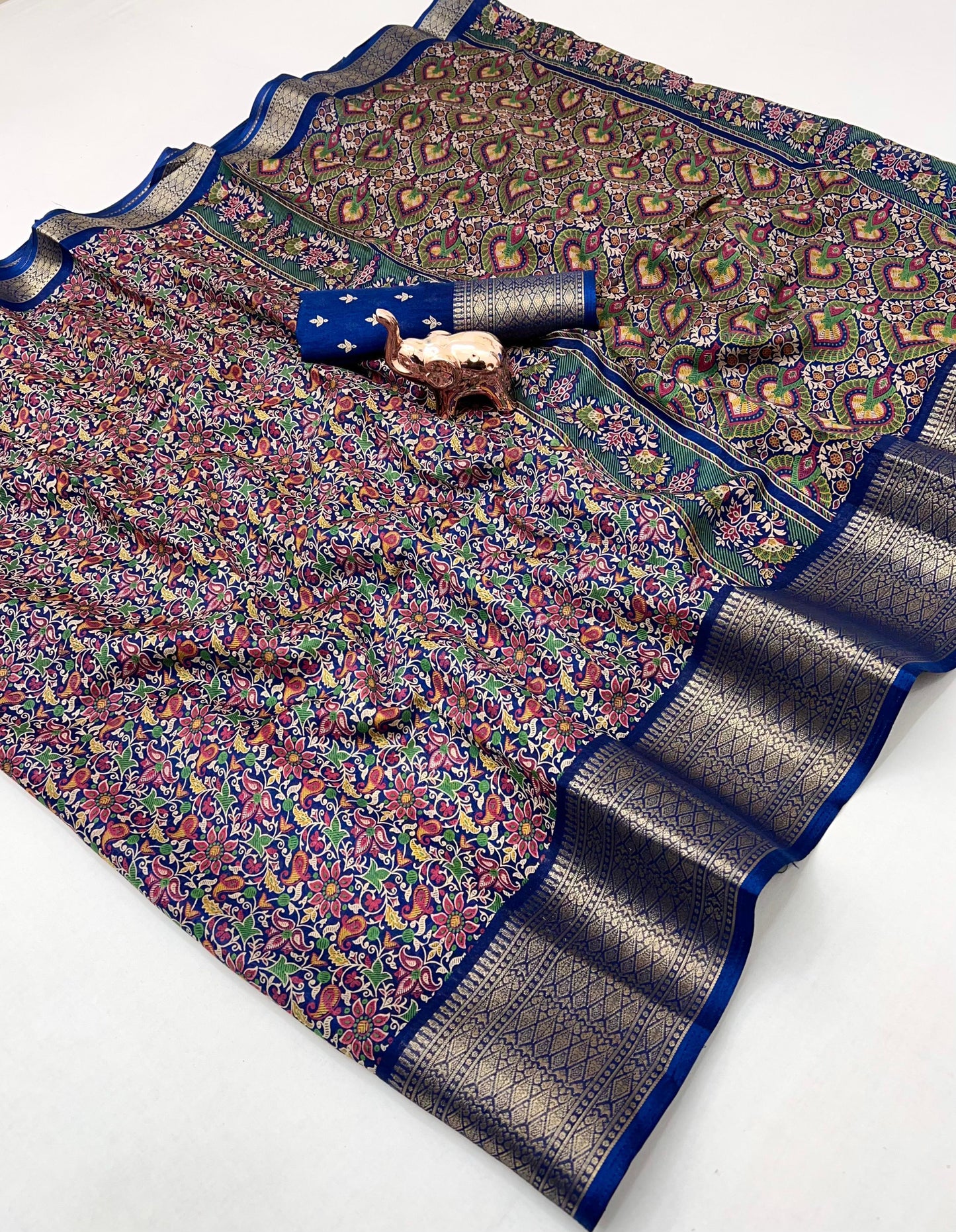 Kayatri New Elegant Kashmiri Printed Dolla Silk Saree with Zari Border Printed Pallu