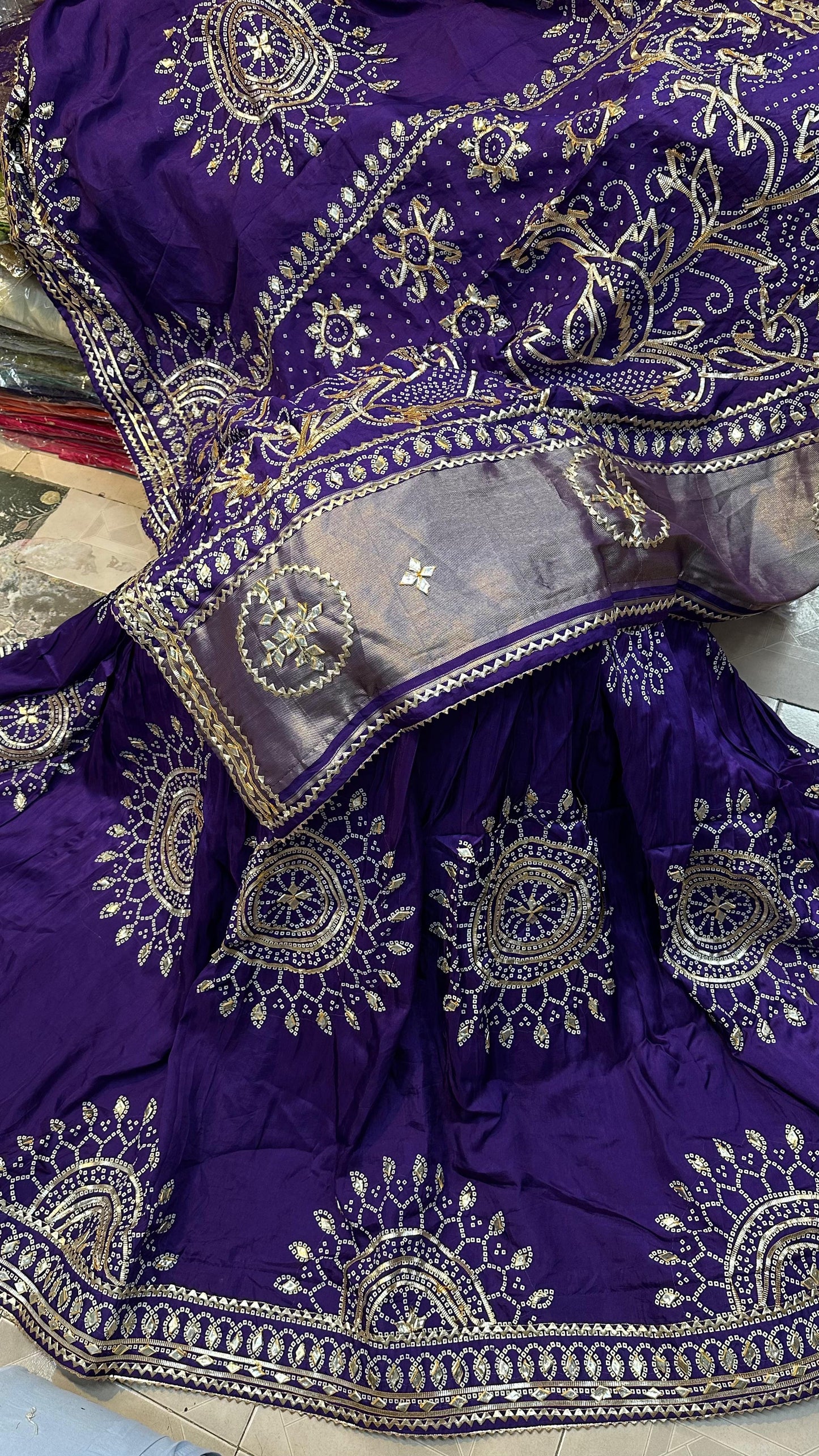 Kayatri New Classic Pure Munga Silk Saree with Handcrafted Kachi Gota Patti