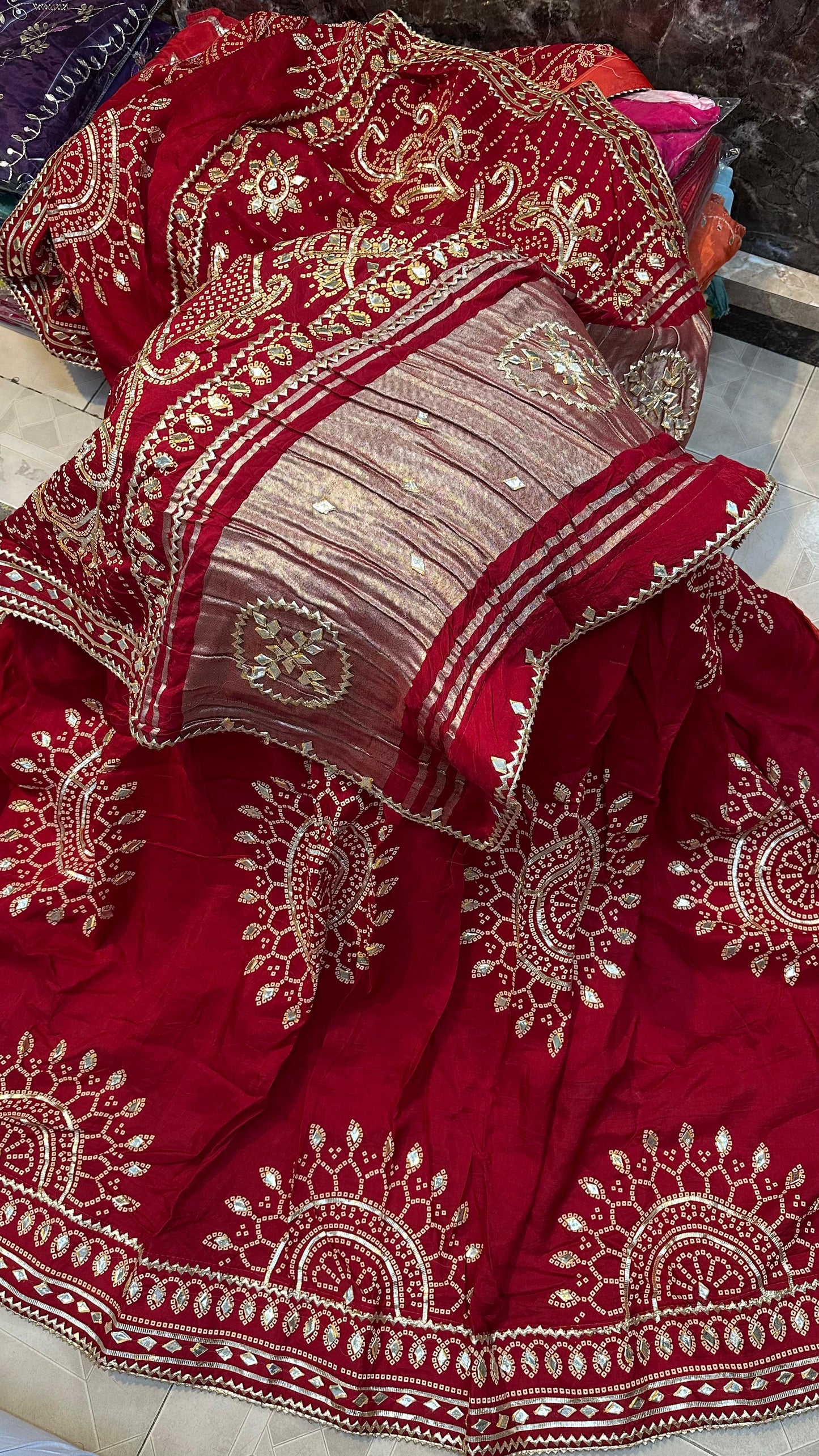 Kayatri New Classic Pure Munga Silk Saree with Handcrafted Kachi Gota Patti