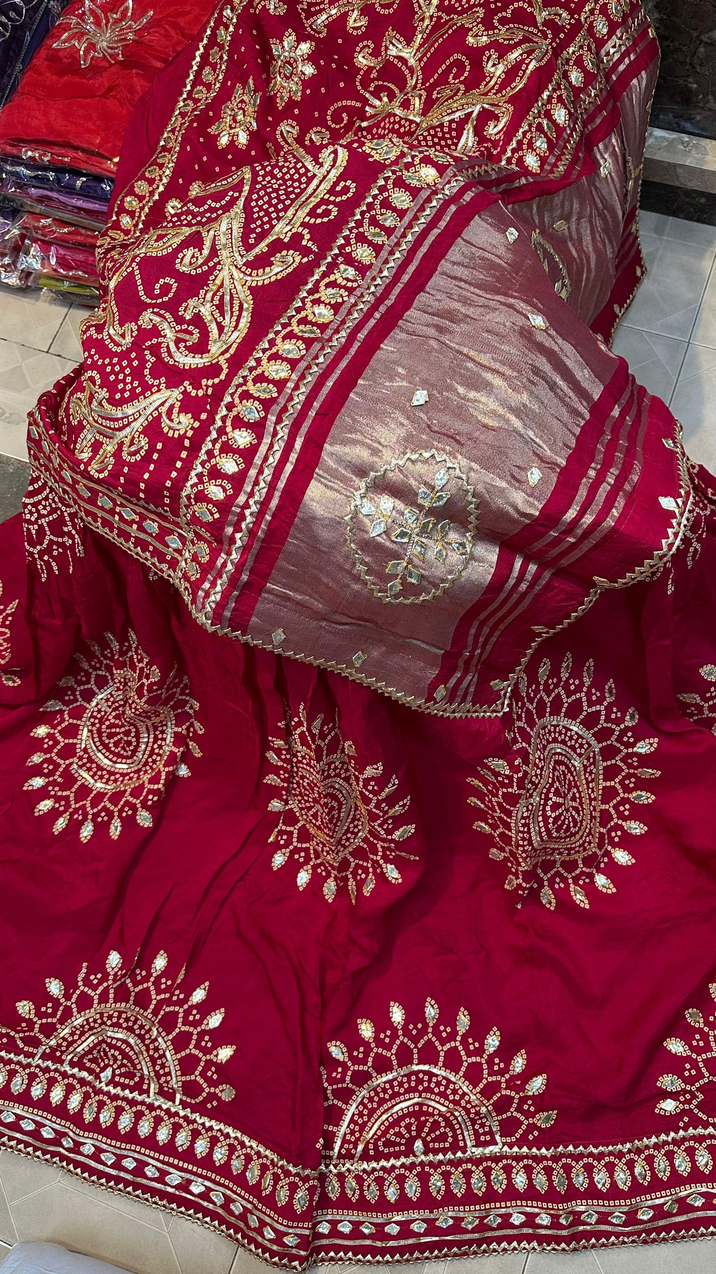 Kayatri New Classic Pure Munga Silk Saree with Handcrafted Kachi Gota Patti