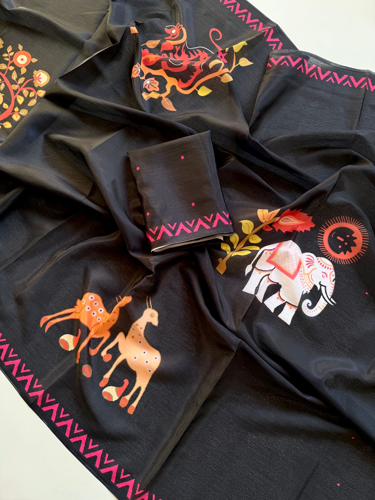 Kayatri New Trendy Digital Verli Print Chinon Saree for Everyday Elegance