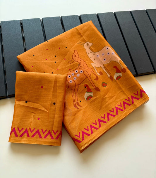 Kayatri New Trendy Digital Verli Print Chinon Saree for Everyday Elegance