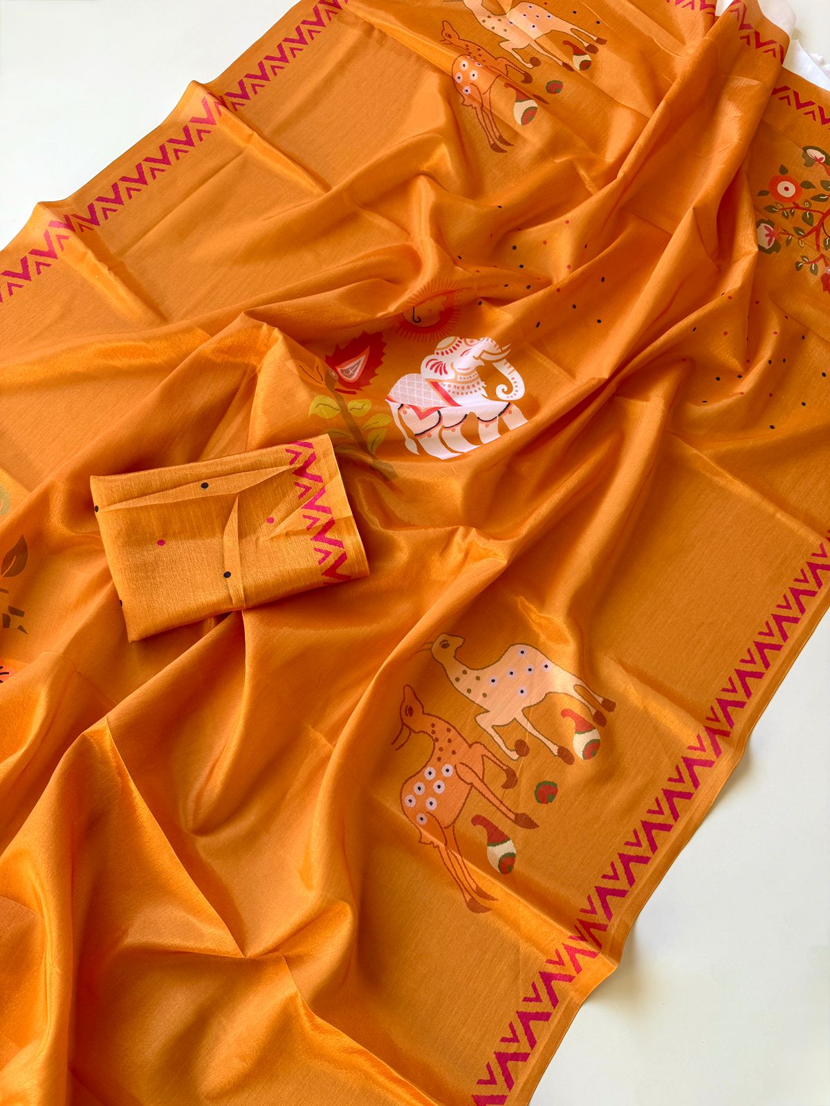 Kayatri New Trendy Digital Verli Print Chinon Saree for Everyday Elegance