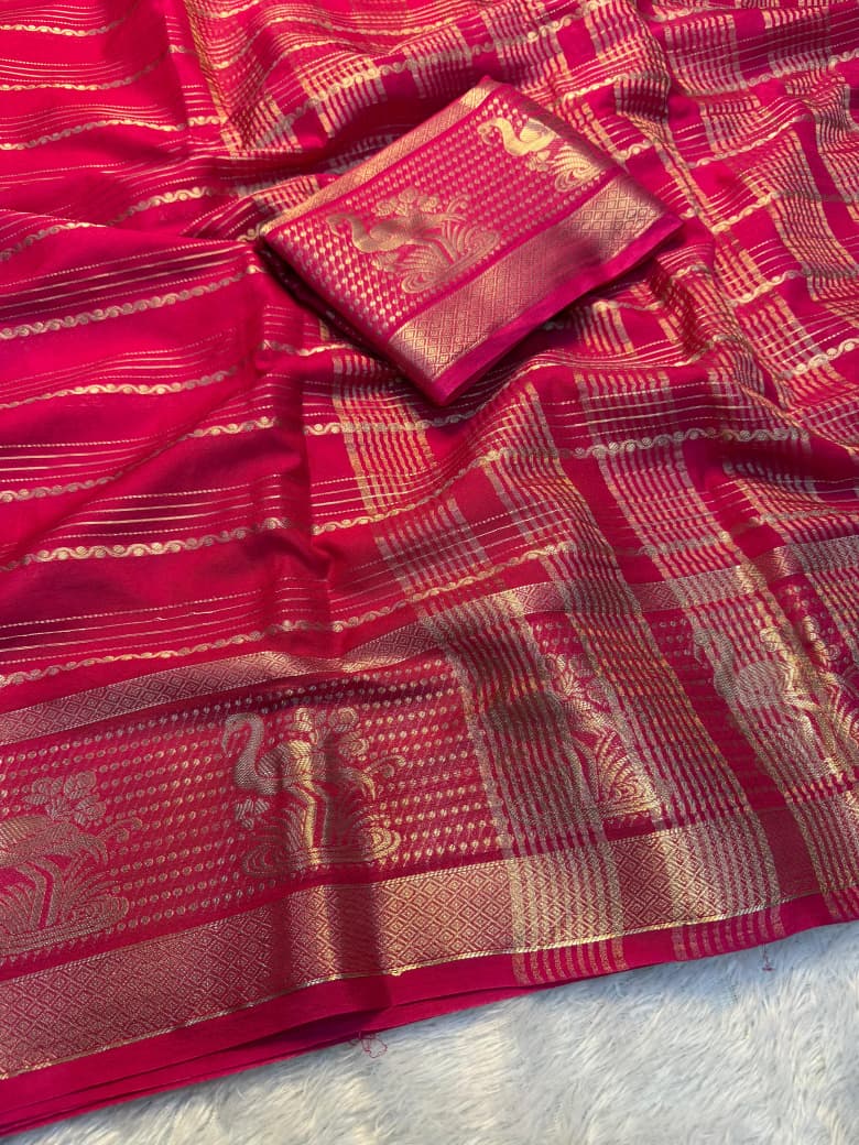 Kayatri New Premium Viscose Dola Silk Weaving Saree with Matching Dola Silk Blouse