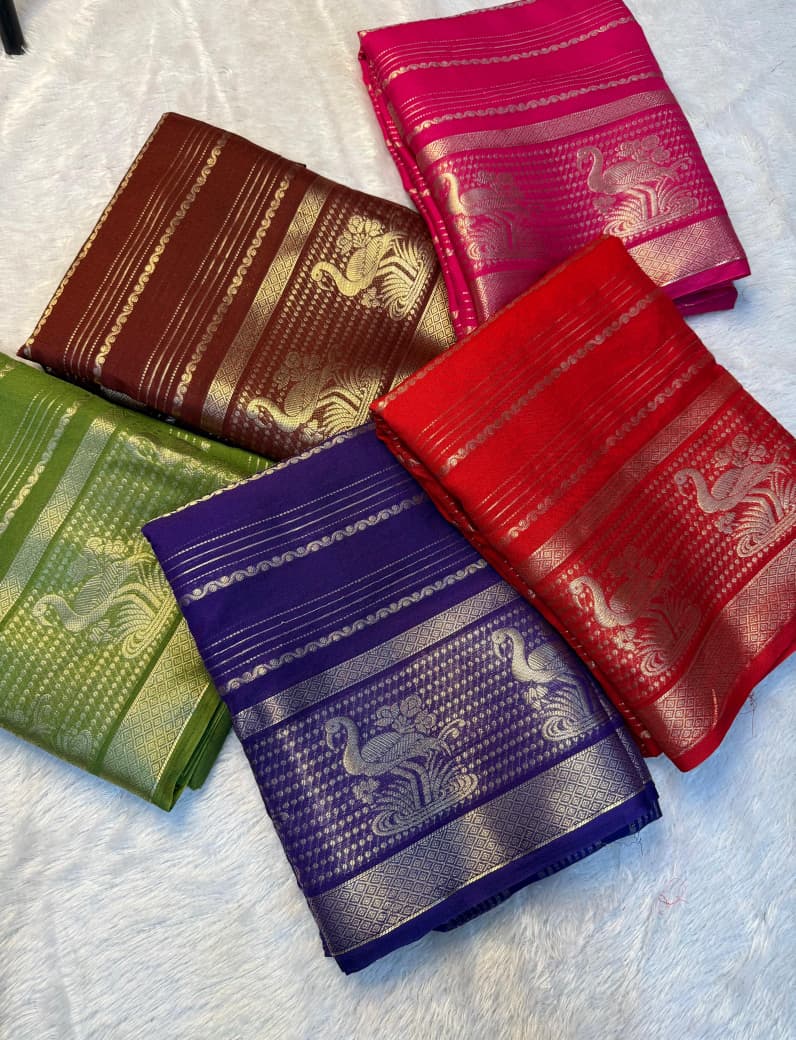 Kayatri New Premium Viscose Dola Silk Weaving Saree with Matching Dola Silk Blouse