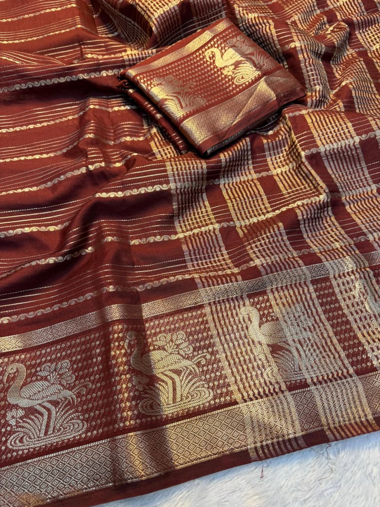 Kayatri New Premium Viscose Dola Silk Weaving Saree with Matching Dola Silk Blouse