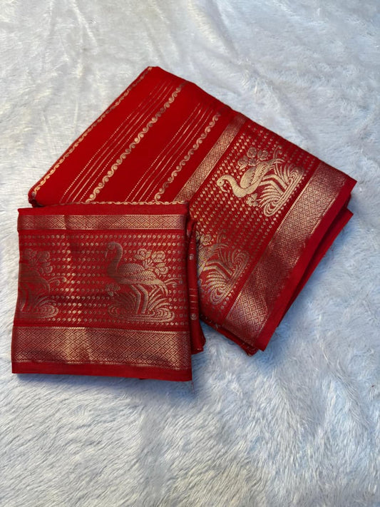 Kayatri New Premium Viscose Dola Silk Weaving Saree with Matching Dola Silk Blouse