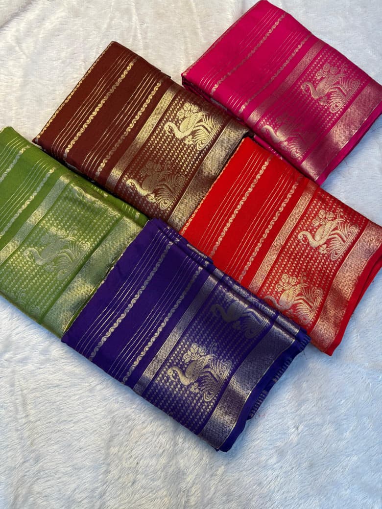 Kayatri New Premium Viscose Dola Silk Weaving Saree with Matching Dola Silk Blouse