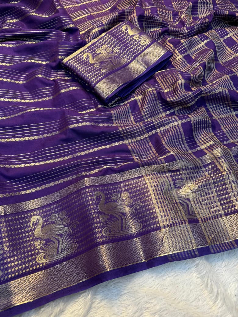 Kayatri New Premium Viscose Dola Silk Weaving Saree with Matching Dola Silk Blouse