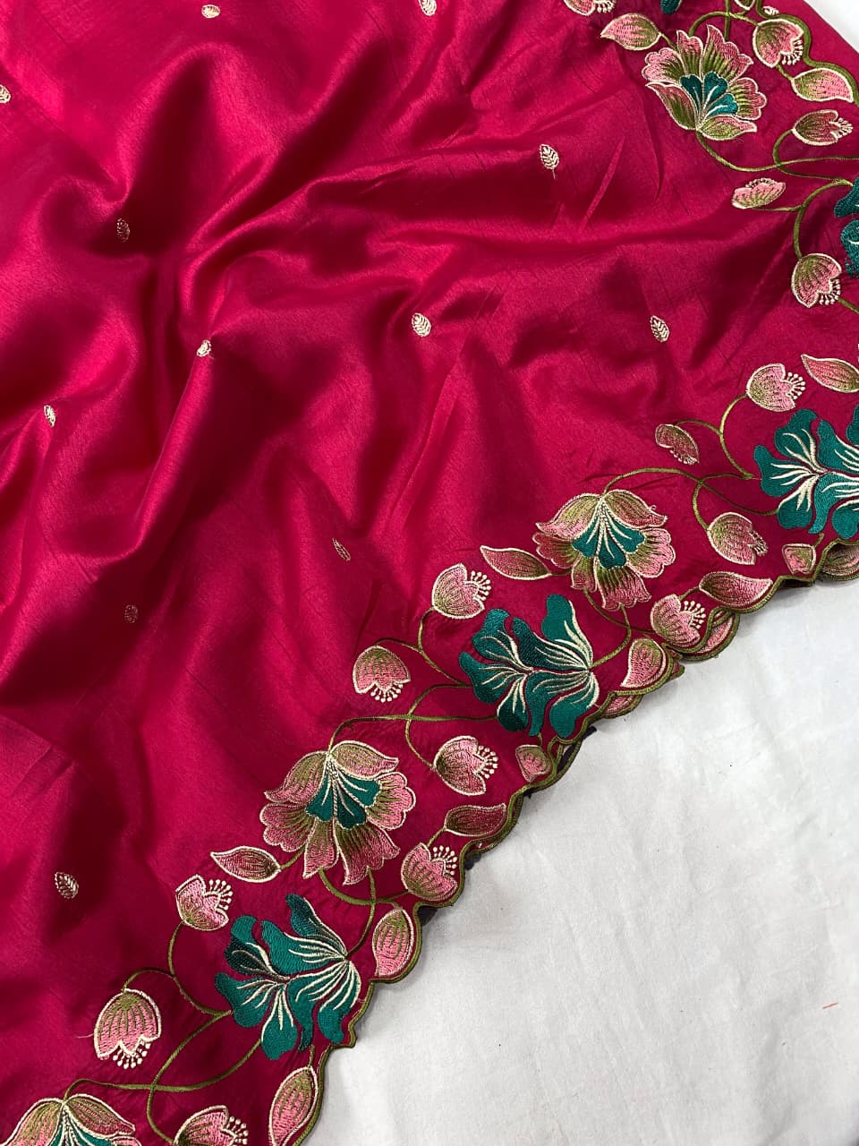 Kayatri New Elegant Tussar Silk Saree with Contrast Embroidery and Full Work Blouse
