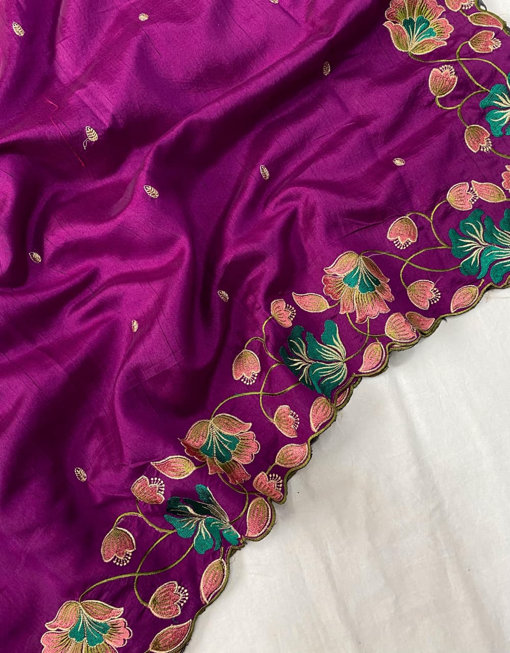 Kayatri New Elegant Tussar Silk Saree with Contrast Embroidery and Full Work Blouse